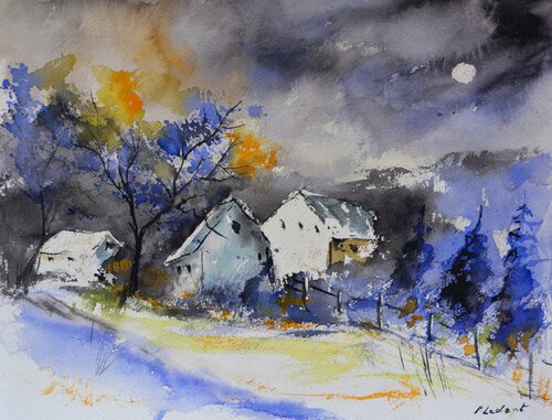 Moonshine - watercolor par Pol Ledent, Œuvre sur papier en vente sur Singulart