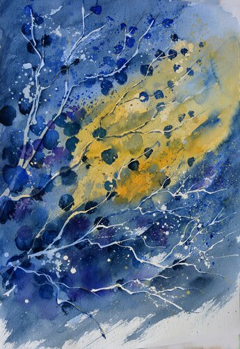 Brindilles   - aquarelle van Pol Ledent, Werk op papier te koop op Singulart