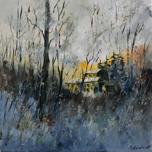 A hunter's shelter   552021 di Pol Ledent, Pittura in vendita su Singulart