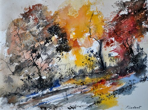 Autumn glory  - watercolor 211020 di Pol Ledent, Opera su carta in vendita su Singulart
