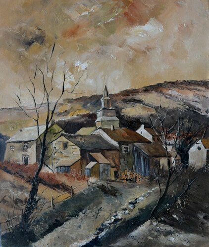 A village in the Belgian Arennes van Pol Ledent, Schilderij te koop op Singulart
