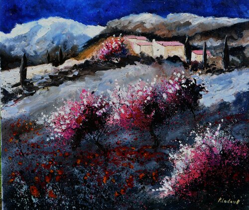 Pink trees in Provence van Pol Ledent, Schilderij te koop op Singulart