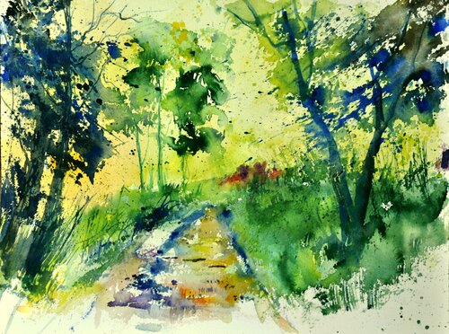 A forest path -watercolor Pol Ledent