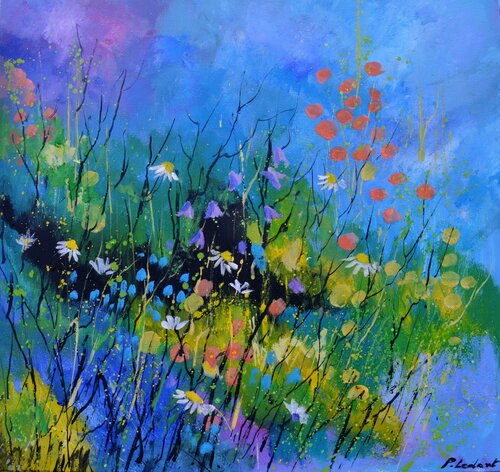 Abstract field flowers - 6622 di Pol Ledent, Pittura in vendita su Singulart