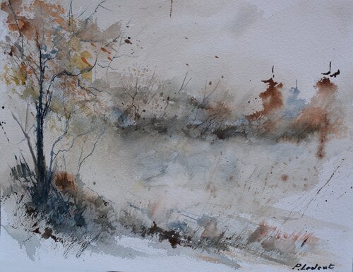 Misty autumn   -watercolor Pol Ledent