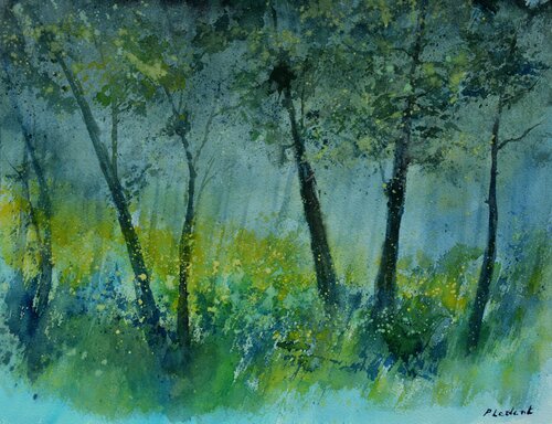 Spring in the wood   -watercolor Pol Ledent