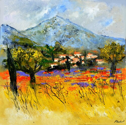 Provence Lavender and poppies - France - 6722 van Pol Ledent, Schilderij te koop op Singulart