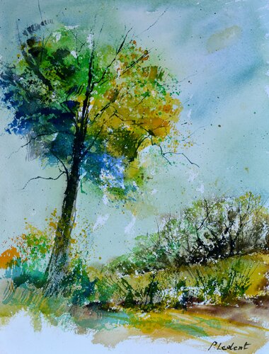 Colourful tree  - watercolor de Pol Ledent, Obra en papel a la venta en Singulart