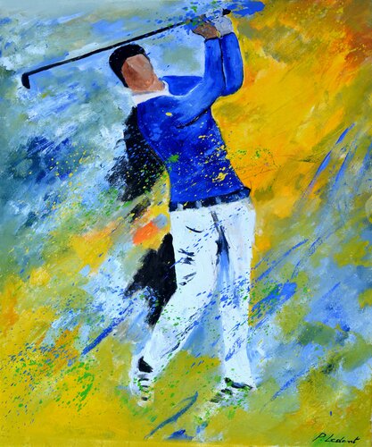 A golf player by Pol Ledent, Painting for Sale on Singulart