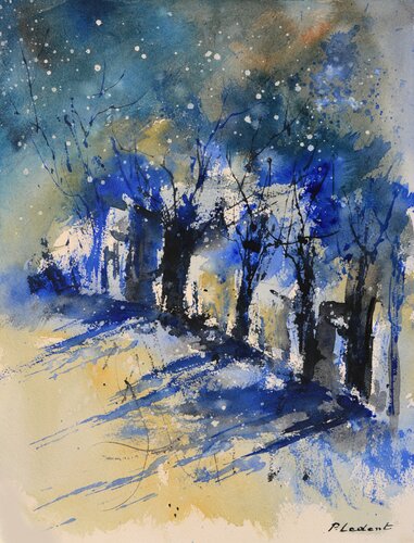 Blue shadows - watercolor van Pol Ledent, Werk op papier te koop op Singulart