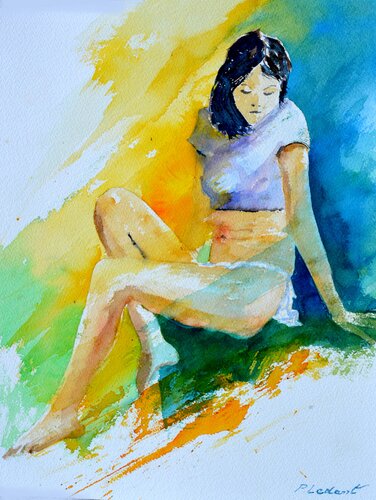 Sonia- watercolor van Pol Ledent, Werk op papier te koop op Singulart