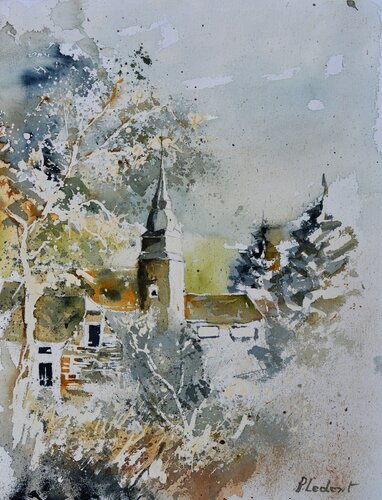 Villers sur Semois Belgium - watercolor di Pol Ledent, Opera su carta in vendita su Singulart