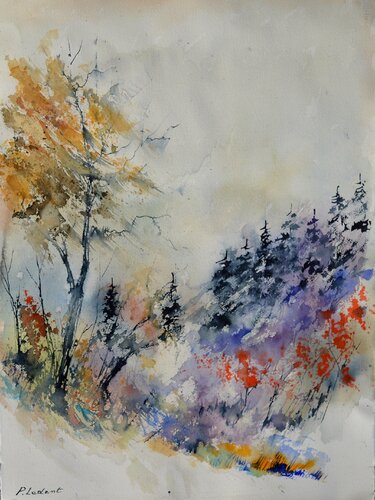 A walk in the beginning of autumn- aquarelle di Pol Ledent, Opera su carta in vendita su Singulart