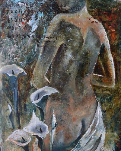 Girl withe arums de Pol Ledent, Pintura a la venta en Singulart
