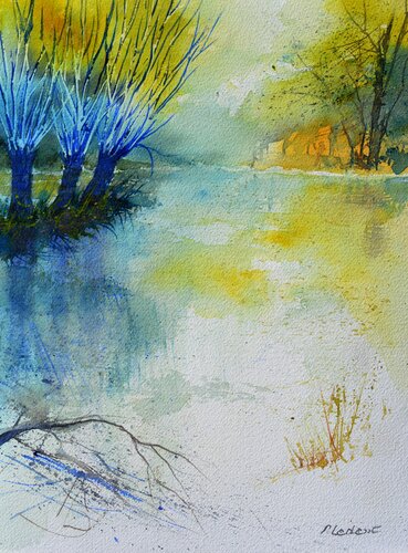 Three willows   - watercolor par Pol Ledent, Œuvre sur papier en vente sur Singulart