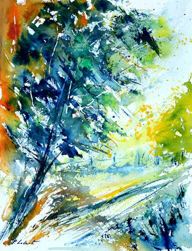 Summer path  - watercolor di Pol Ledent, Opera su carta in vendita su Singulart
