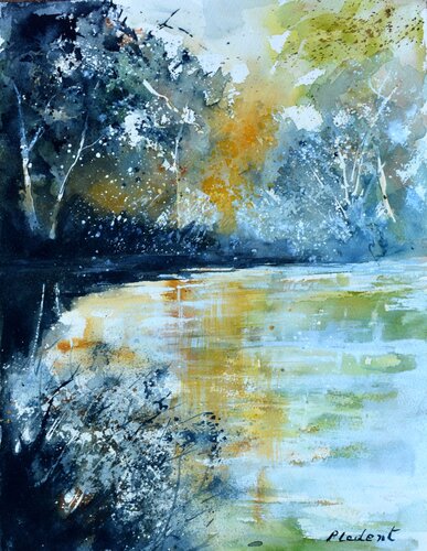 Peaceful waters  - watercolor di Pol Ledent, Opera su carta in vendita su Singulart