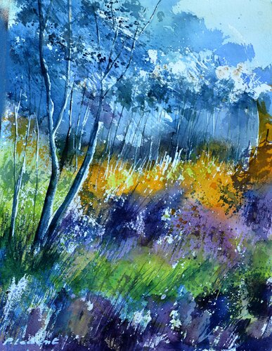 Sunlight in the wood - watercolor von Pol Ledent, Werk auf Papier kaufen auf Singulart