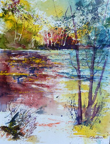 Purple waters  - watercolor von Pol Ledent, Werk auf Papier kaufen auf Singulart