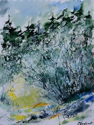 White spines in spring   - watercolor von Pol Ledent, Werk auf Papier kaufen auf Singulart