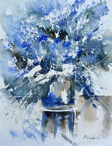 Blue still life  - watercolor von Pol Ledent, Werk auf Papier kaufen auf Singulart