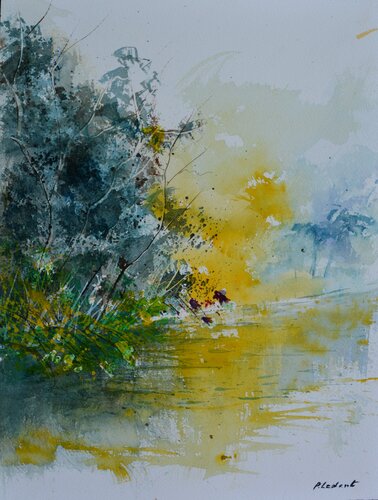 By the river  - watercolor par Pol Ledent, Œuvre sur papier en vente sur Singulart