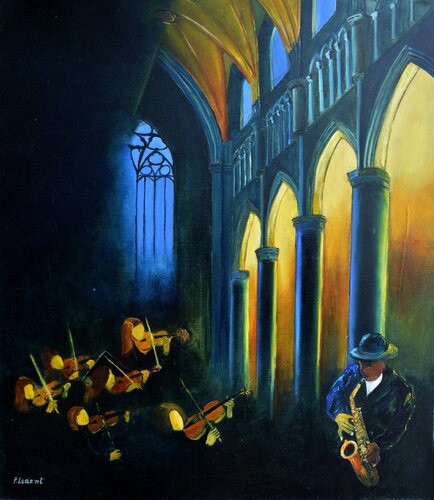 Concerto in a cathedral by Pol Ledent, 회화 for Sale on Singulart