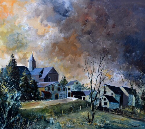 Louette  belgian village van Pol Ledent, Schilderij te koop op Singulart