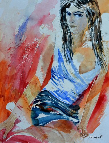 Kate- watercolor by Pol Ledent, Work on Paper for Sale on Singulart
