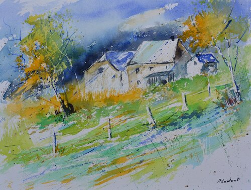 Quiet green waters    -watercolor di Pol Ledent, Opera su carta in vendita su Singulart