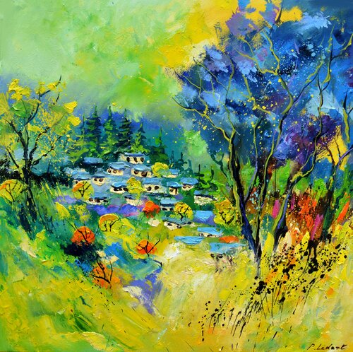 Village landscape di Pol Ledent, Pittura in vendita su Singulart