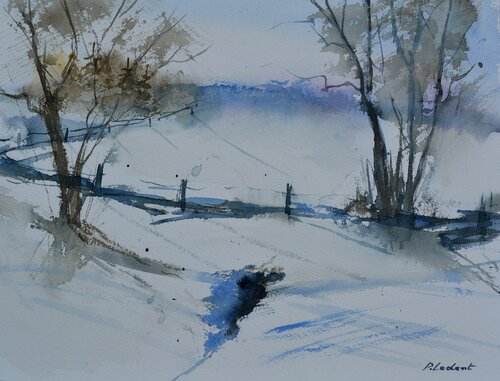 Winter Landscape   2022  -watercolor Pol Ledent