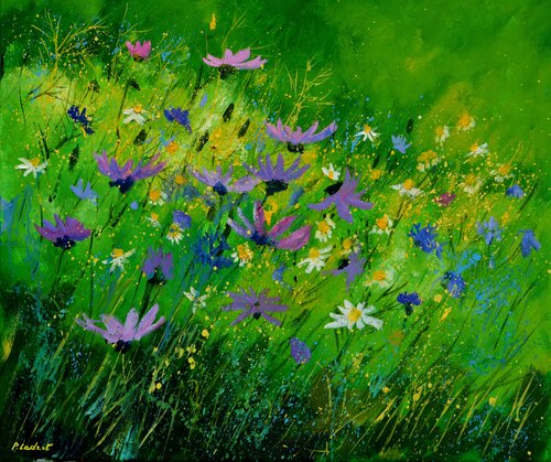 Garden flowers di Pol Ledent, Pittura in vendita su Singulart