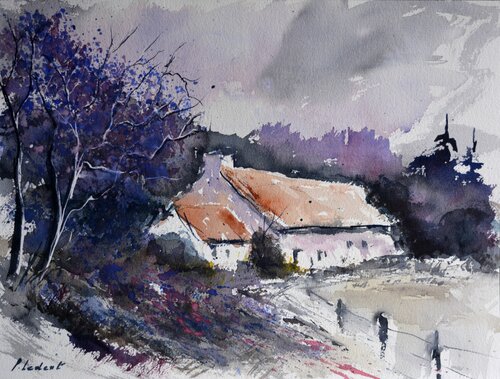 A old house     -watercolor di Pol Ledent, Opera su carta in vendita su Singulart