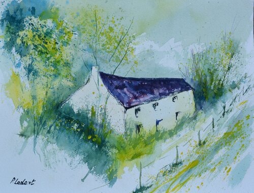 Holiday house  -watercolor di Pol Ledent, Opera su carta in vendita su Singulart