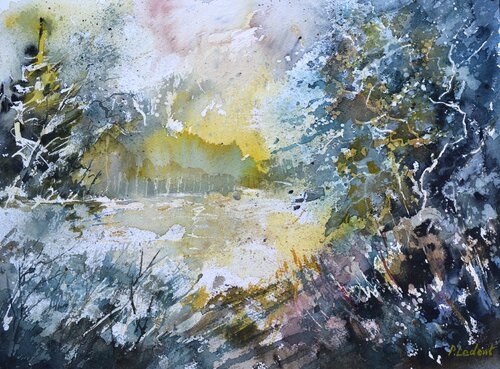 Calm waters     -watercolor van Pol Ledent, Werk op papier te koop op Singulart