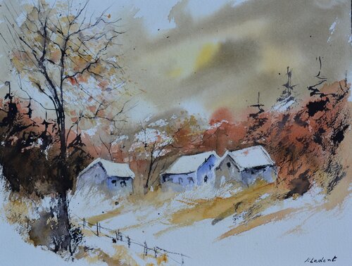 Winter 2022   -watercolor van Pol Ledent, Werk op papier te koop op Singulart