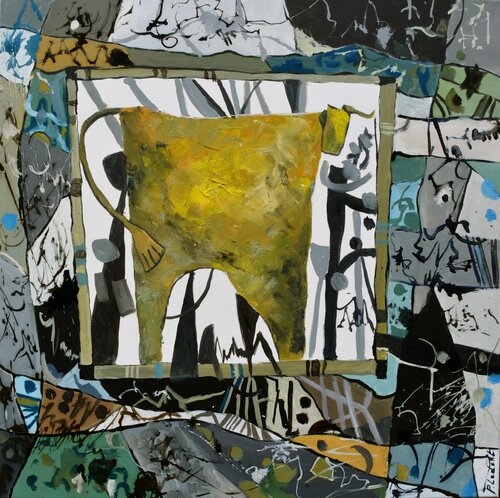 An abstract cow van Pol Ledent, Schilderij te koop op Singulart