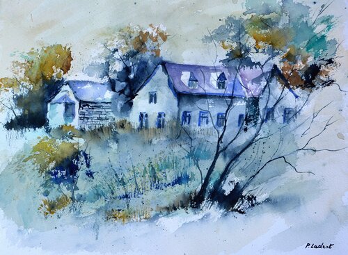 My holiday place     -watercolor di Pol Ledent, Opera su carta in vendita su Singulart