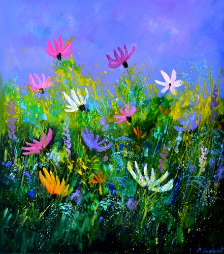 Just a few cosmos flowers  - 7823 di Pol Ledent, Pittura in vendita su Singulart