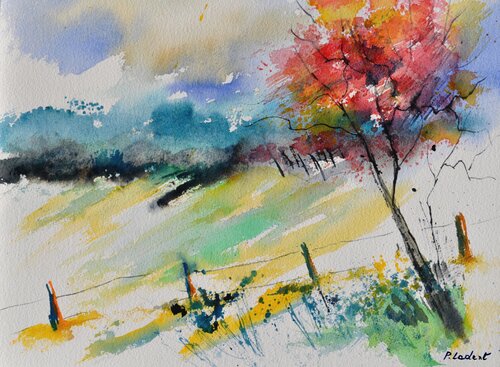 Pink tree     -watercolor - di Pol Ledent, Opera su carta in vendita su Singulart