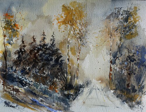 Forest path    -watercolor Pol Ledent