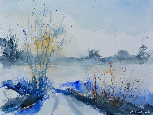 Winter  -watercolor 23 di Pol Ledent, Opera su carta in vendita su Singulart