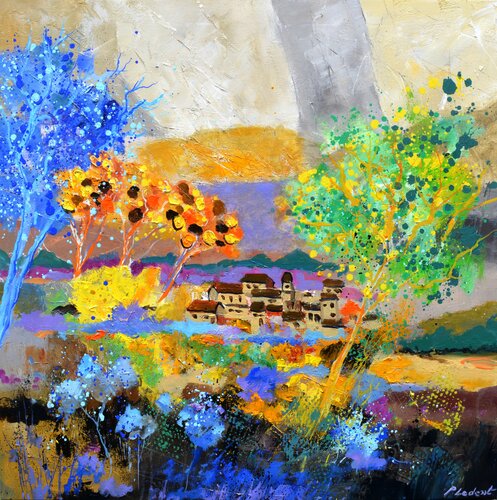 Abstract colourful landscape - 7723 van Pol Ledent, Schilderij te koop op Singulart