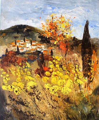 Summer in Provence yellow flowers von Pol Ledent, Malerei kaufen auf Singulart