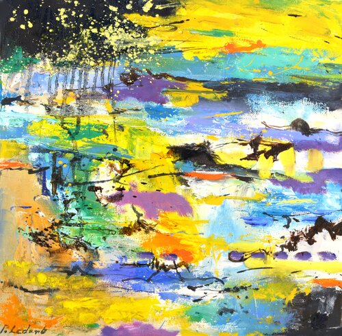 the Sun is playing with water de Pol Ledent, Pintura a la venta en Singulart