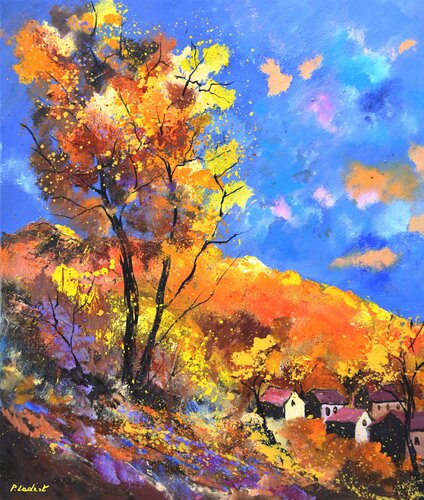 Bright autumn landscape di Pol Ledent, Pittura in vendita su Singulart