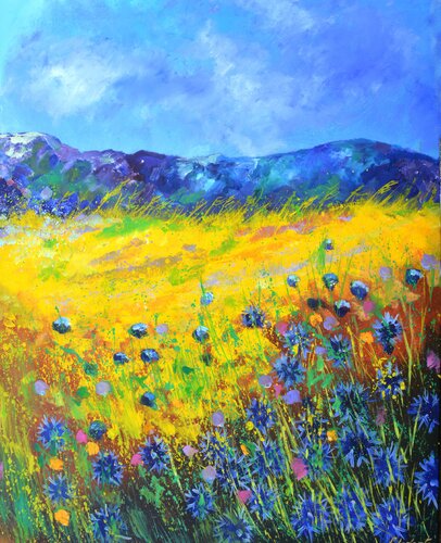 Summer wild flowers in 2023 van Pol Ledent, Schilderij te koop op Singulart