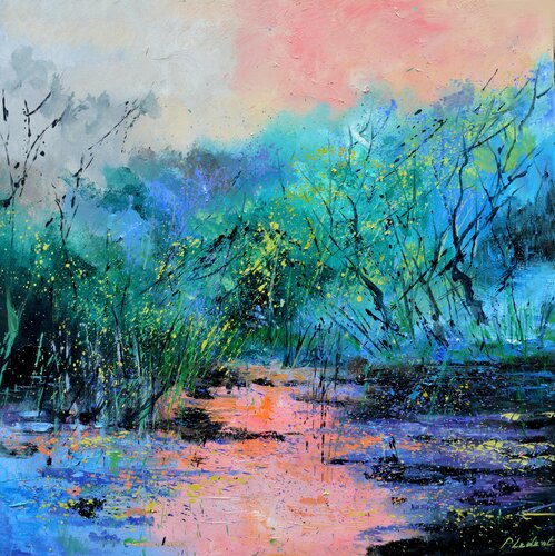 Magic sunset on quiet waters   - 88 van Pol Ledent, Schilderij te koop op Singulart