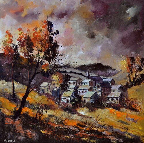 Village in autumn 77 by Pol Ledent, 회화 for Sale on Singulart
